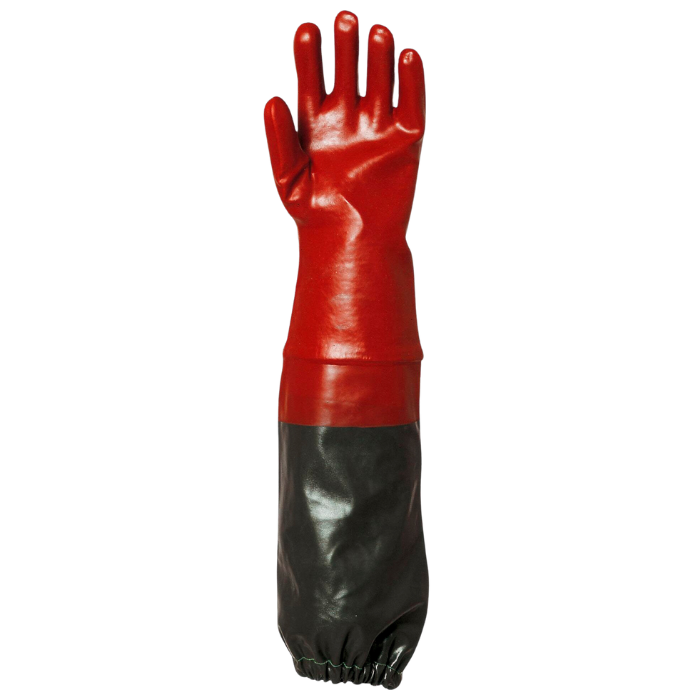 PVC glove 70 cm, red